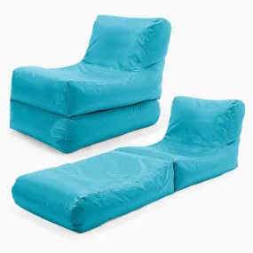 2 in 1 Garden Sun Lounger Bean Bag - SmartCanvas™ Aqua Blue