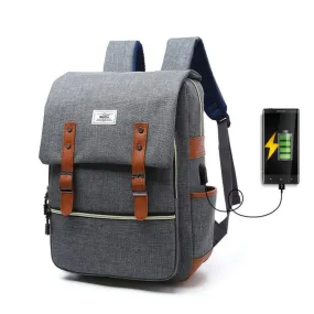 203 Outdoor Travel Shoulders Bag Computer Backpack with External USB Charging Port(Light Grey)