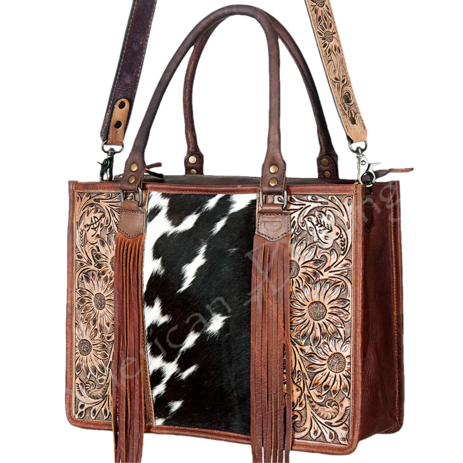 American Darling® Ladies Cowhide Brown Leather Purse ADBG230BRW