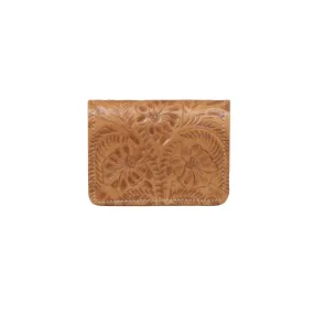 American West Womens Small Natural Tan Leather Trifold Wallet