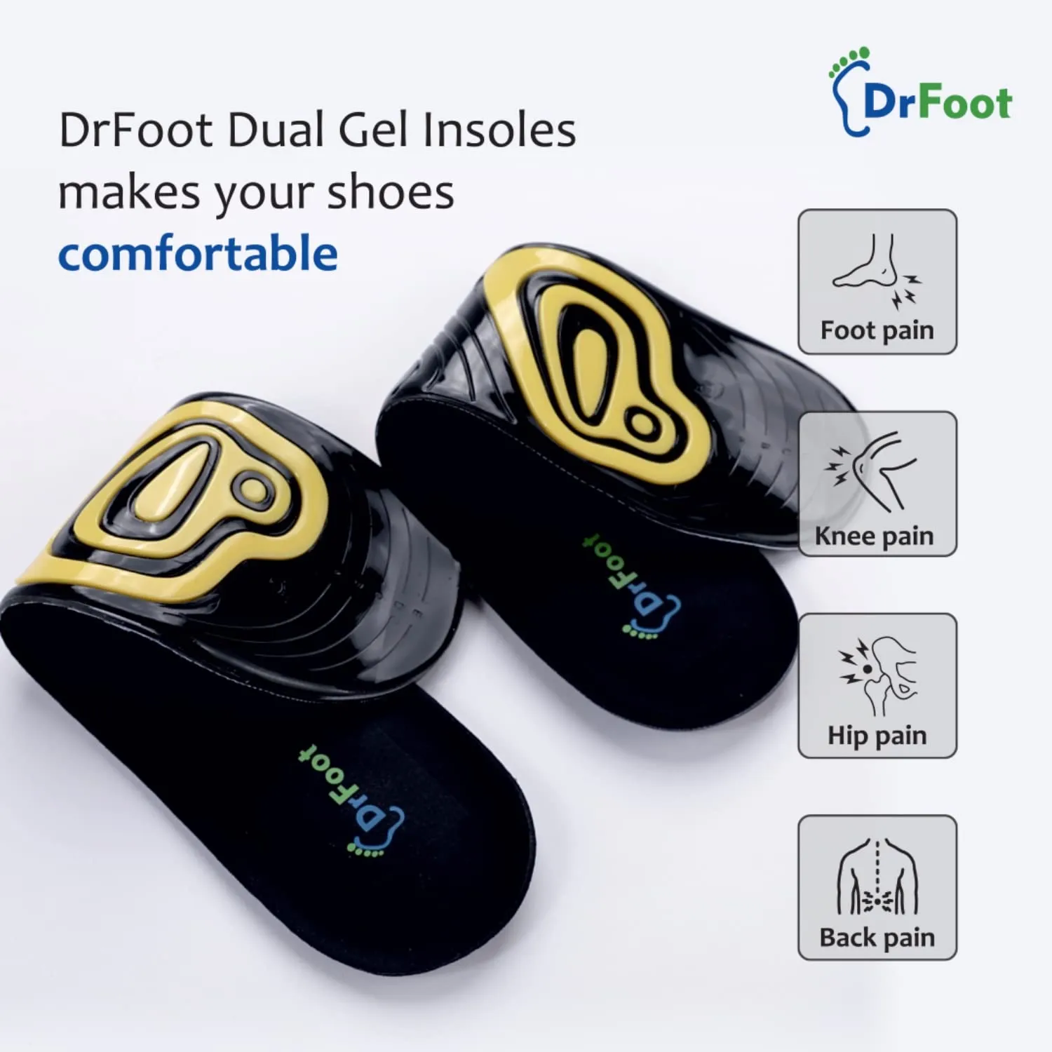 Dr Foot Dual Gel Insoles Anti-Microbial | For Walking, Running, Hiking & Regular Use | All Day Ultra Comfrort & Support & Shock Absorption With Dual Gel Technology | For Men – 1 Pair (Pack of 10)