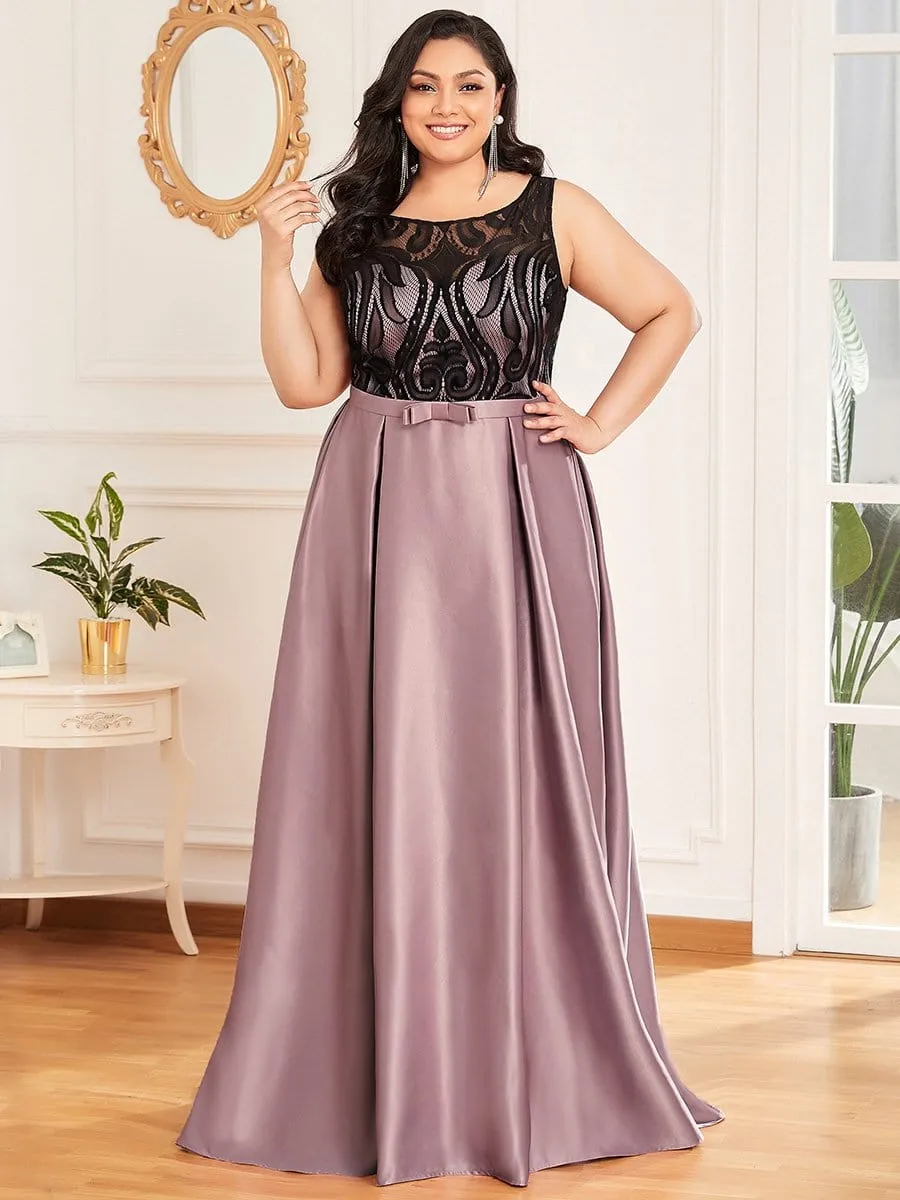 Elegant Floor-Length Sleek Bow Belt Evening Dress