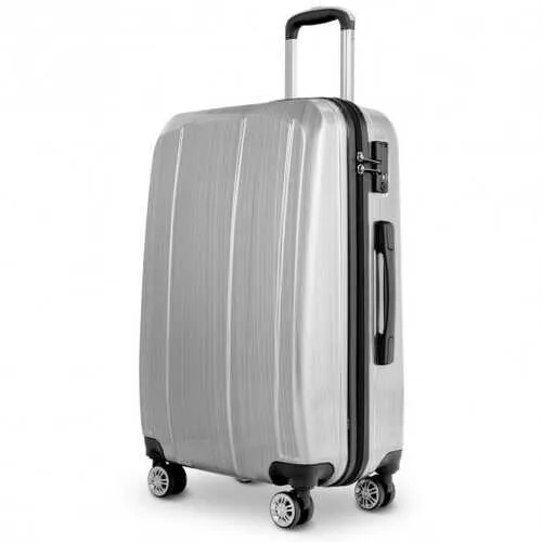 GLOBALWAY 3 PC 20" 24" 28" Luggage Set Suitcase Spinner w/ TSA Lock-Silver