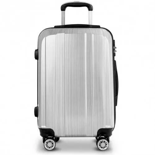 GLOBALWAY 3 PC 20" 24" 28" Luggage Set Suitcase Spinner w/ TSA Lock-Silver