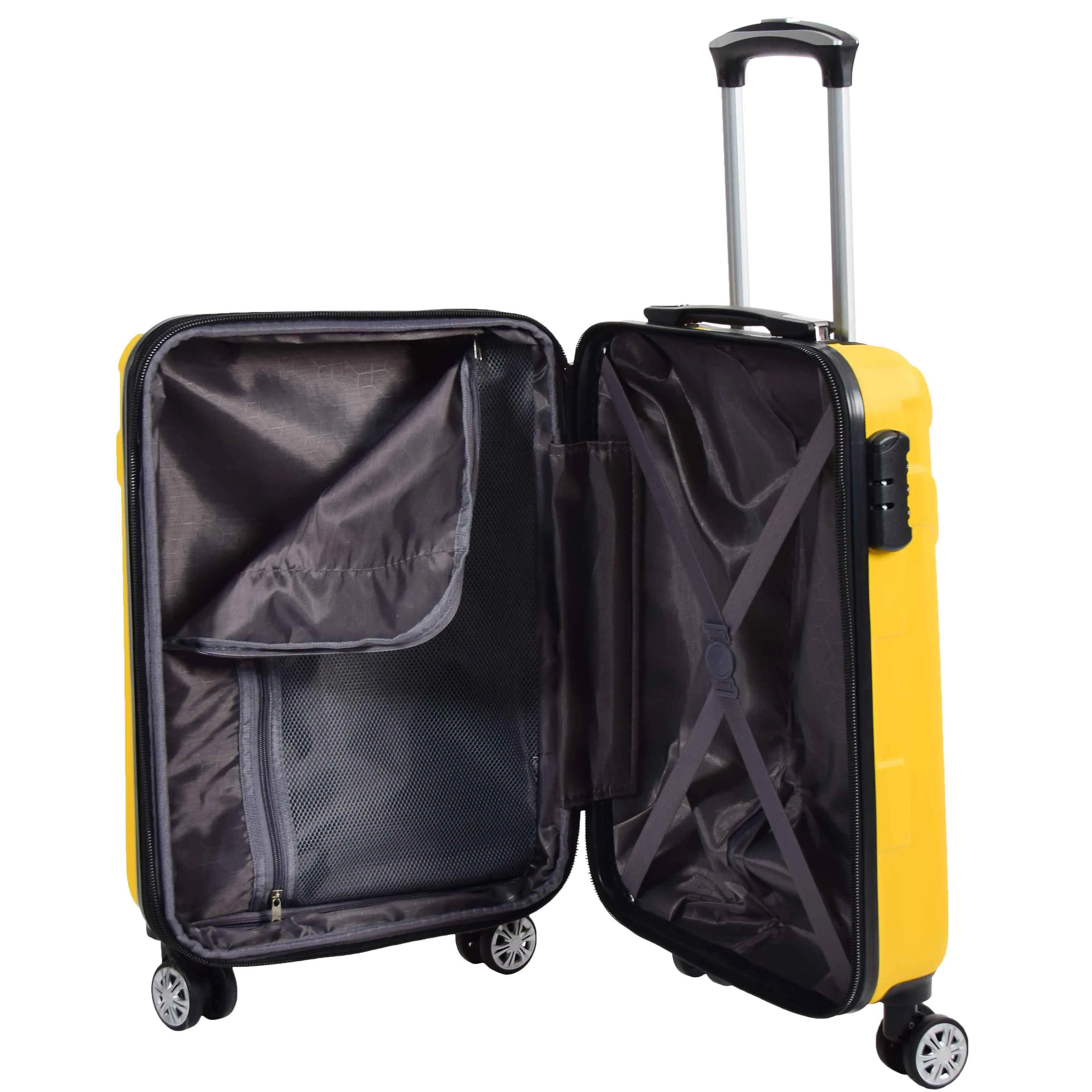 Hard Shell Cabin Bag Expandable 4 Wheeled Spinner Luggage Rio Yellow