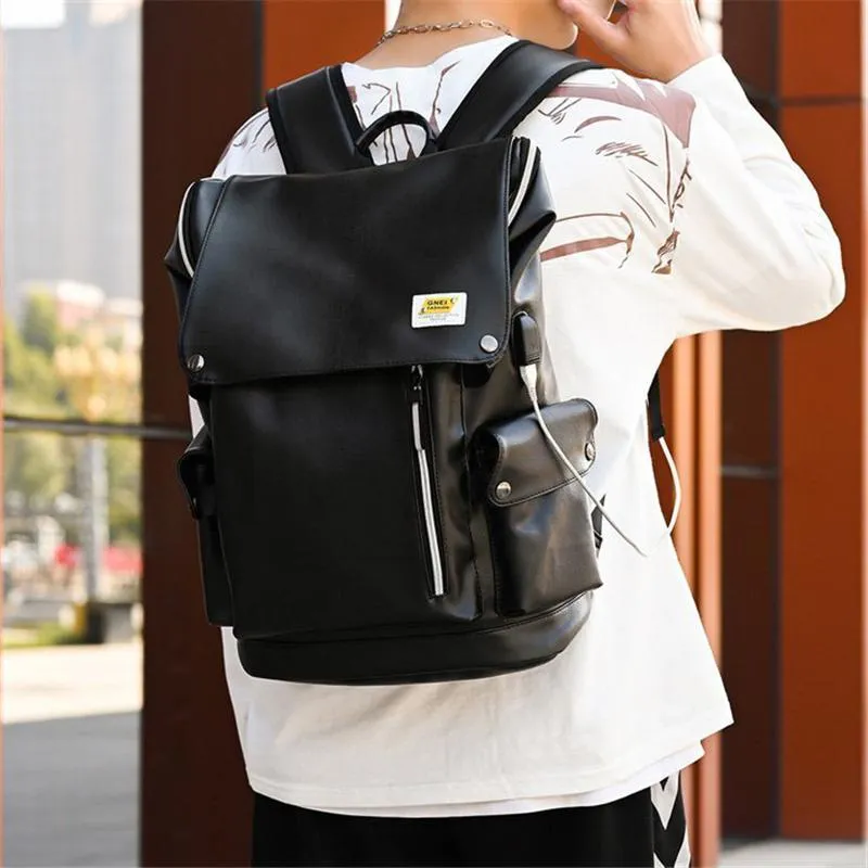 Men Large Capacity Flap Backpack With USB Charging Port