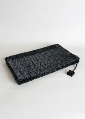 Vintage 1940s Black Plasticflex Oversized Clutch